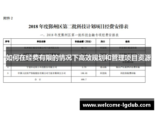 如何在经费有限的情况下高效规划和管理项目资源